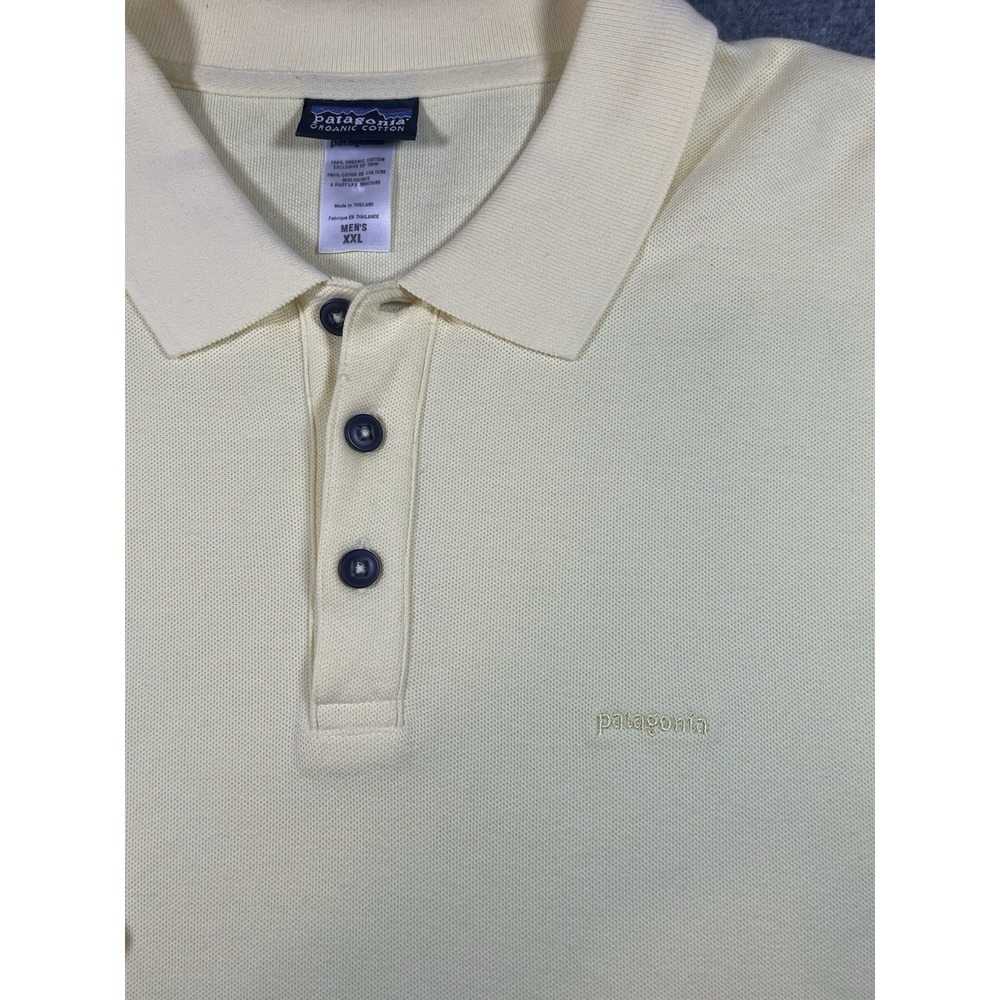 Patagonia Polo Shirt Men's XXL Organic Cotton Casual Short Sleeve  Pale Yellow